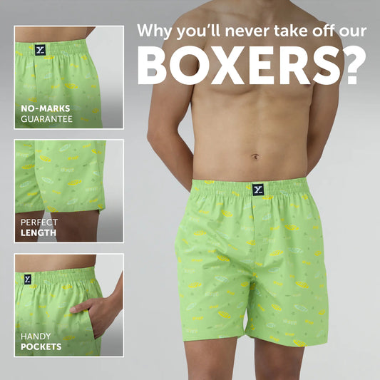 Surf Super Combed Cotton Boxer Shorts Wave Green - XYXX Crew