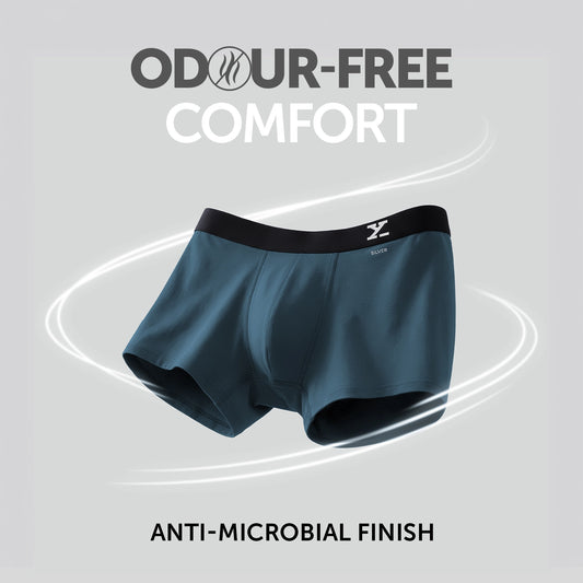 Aero Silver Cotton Trunks Steel Blue
