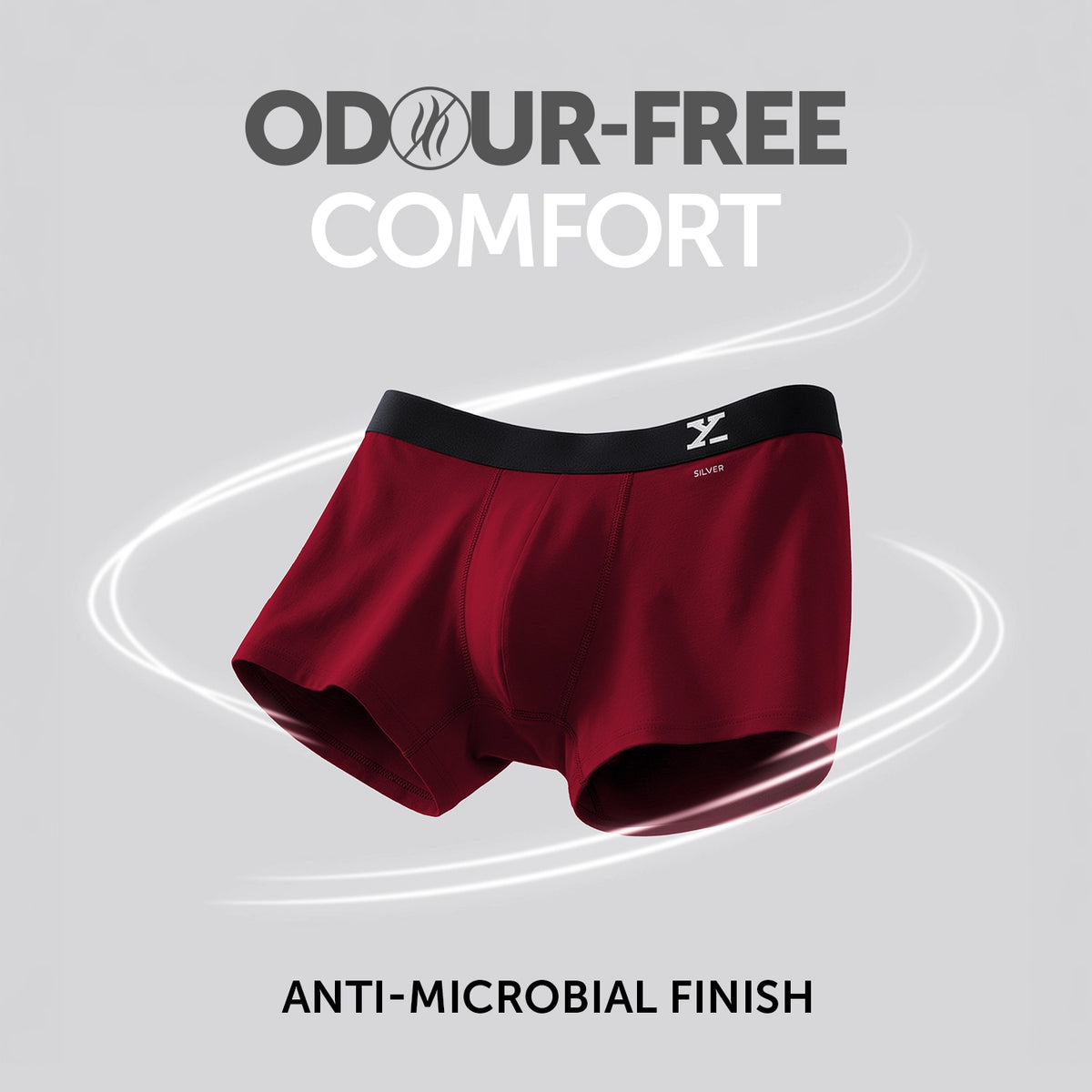 Aero Silver Cotton Trunks Bold Burgundy