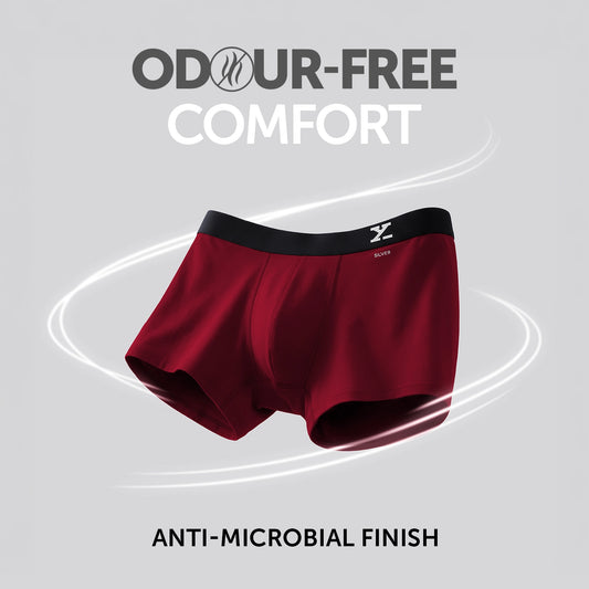 Aero Silver Cotton Trunks Bold Burgundy