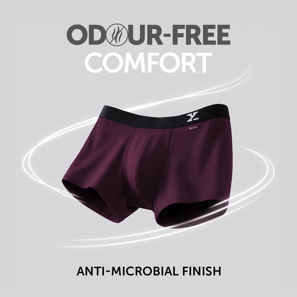 Aero Silver Cotton Trunks Plum Red