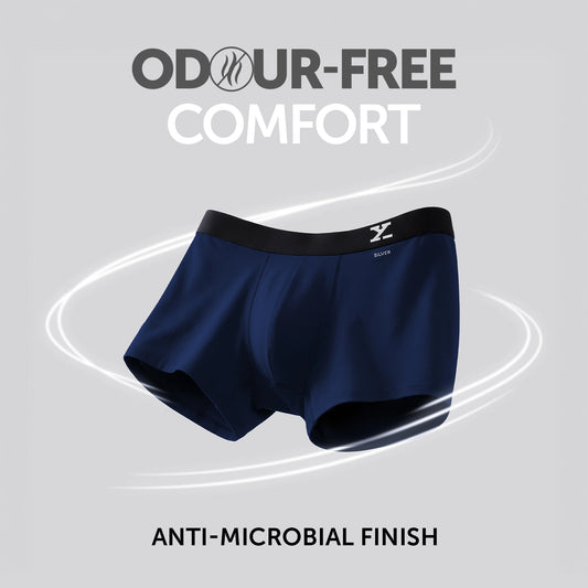 Aero Silver Cotton Trunks Midnight Blue