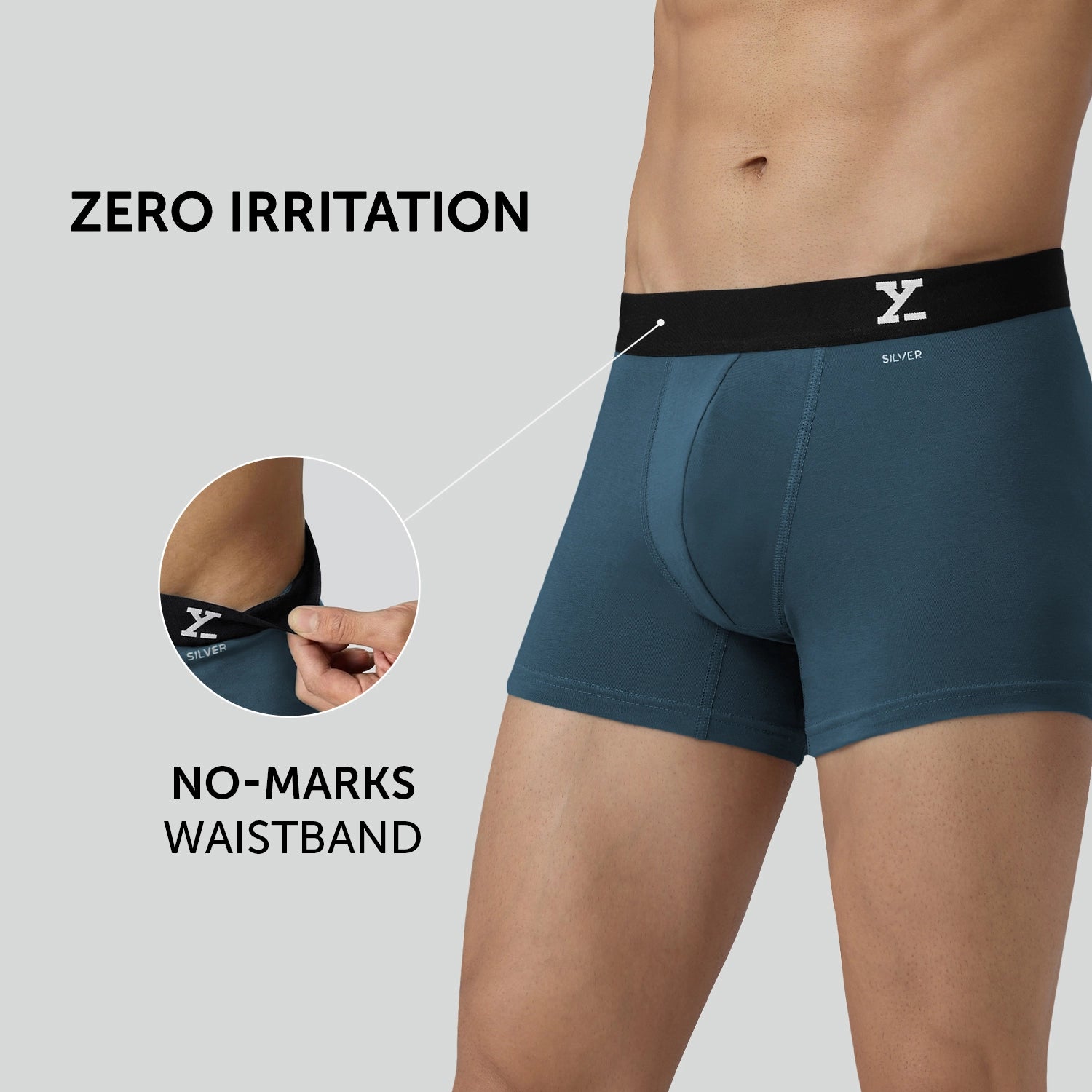 Aero Silver Cotton Trunks Steel Blue