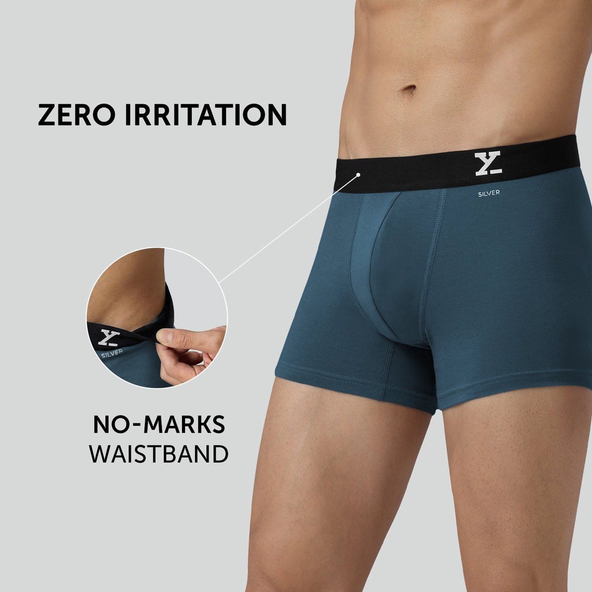 Aero Silver Cotton Trunks Steel Blue