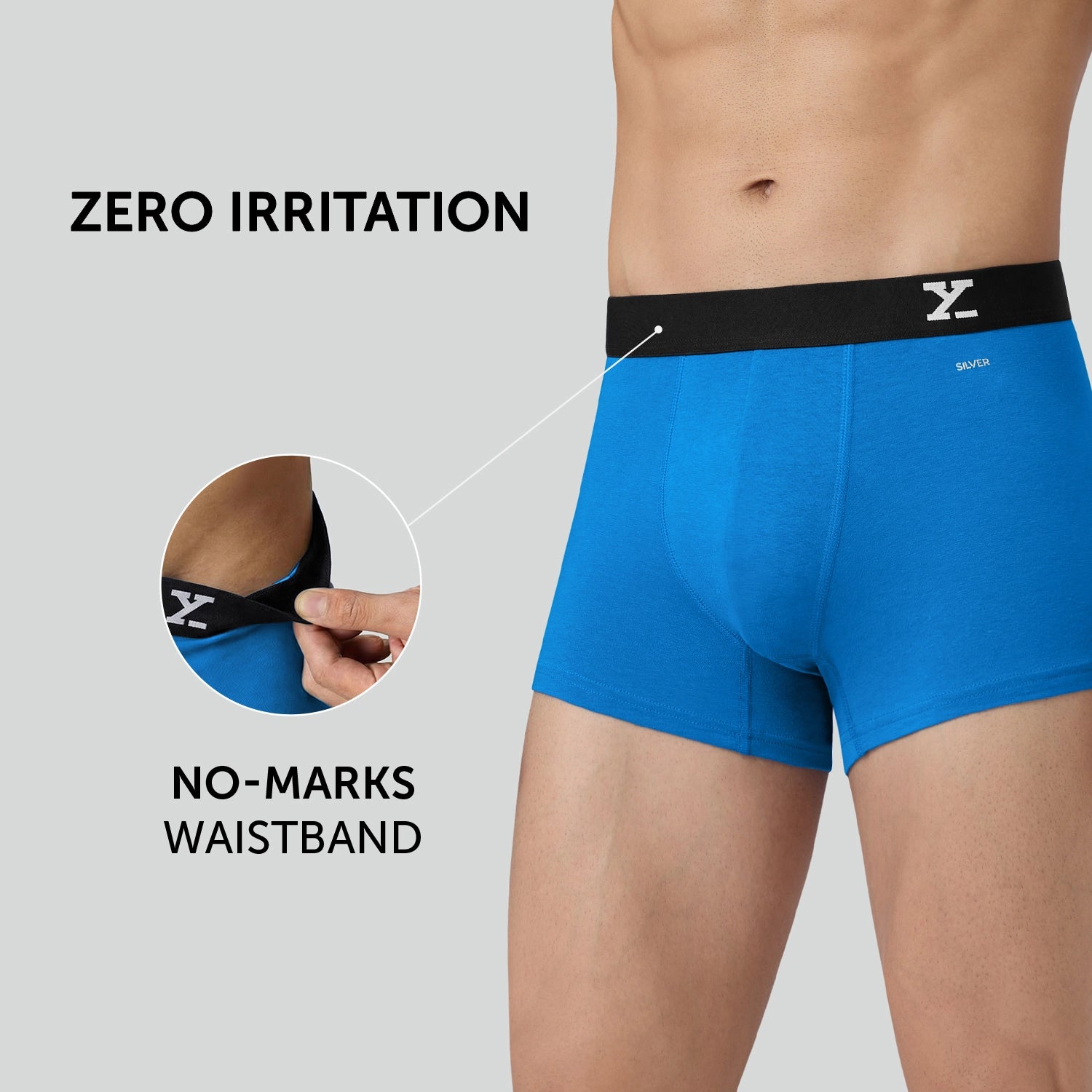 Aero Silver Cotton Trunks Pacific Blue