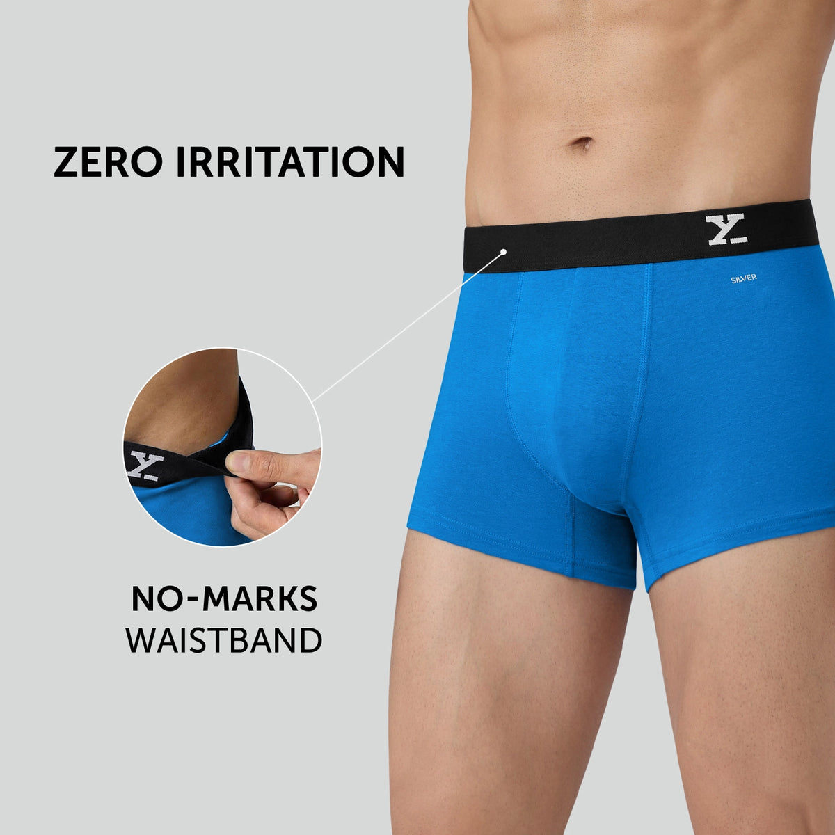 Aero Silver Cotton Trunks Pacific Blue