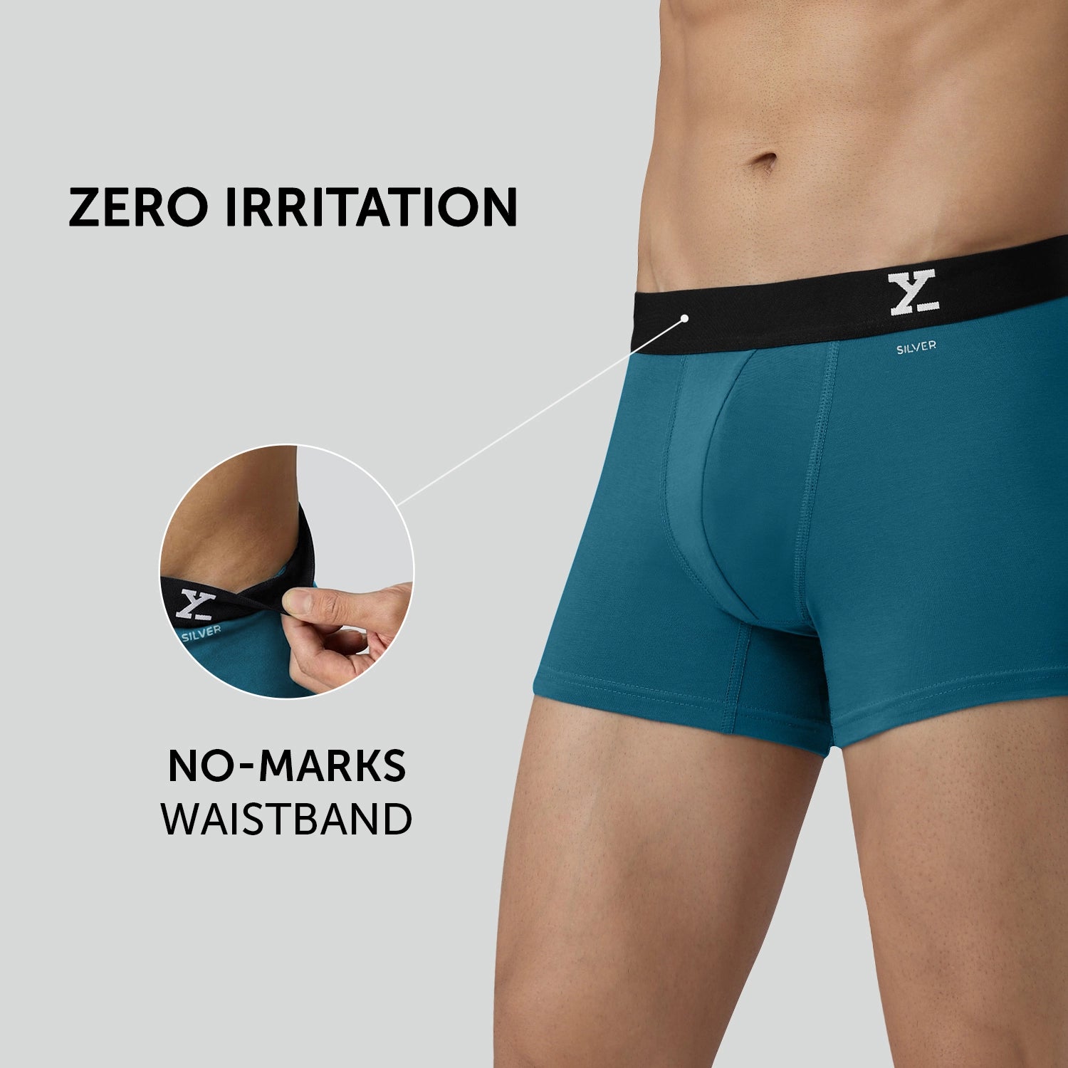 Aero Silver Cotton Trunks Green Emerald