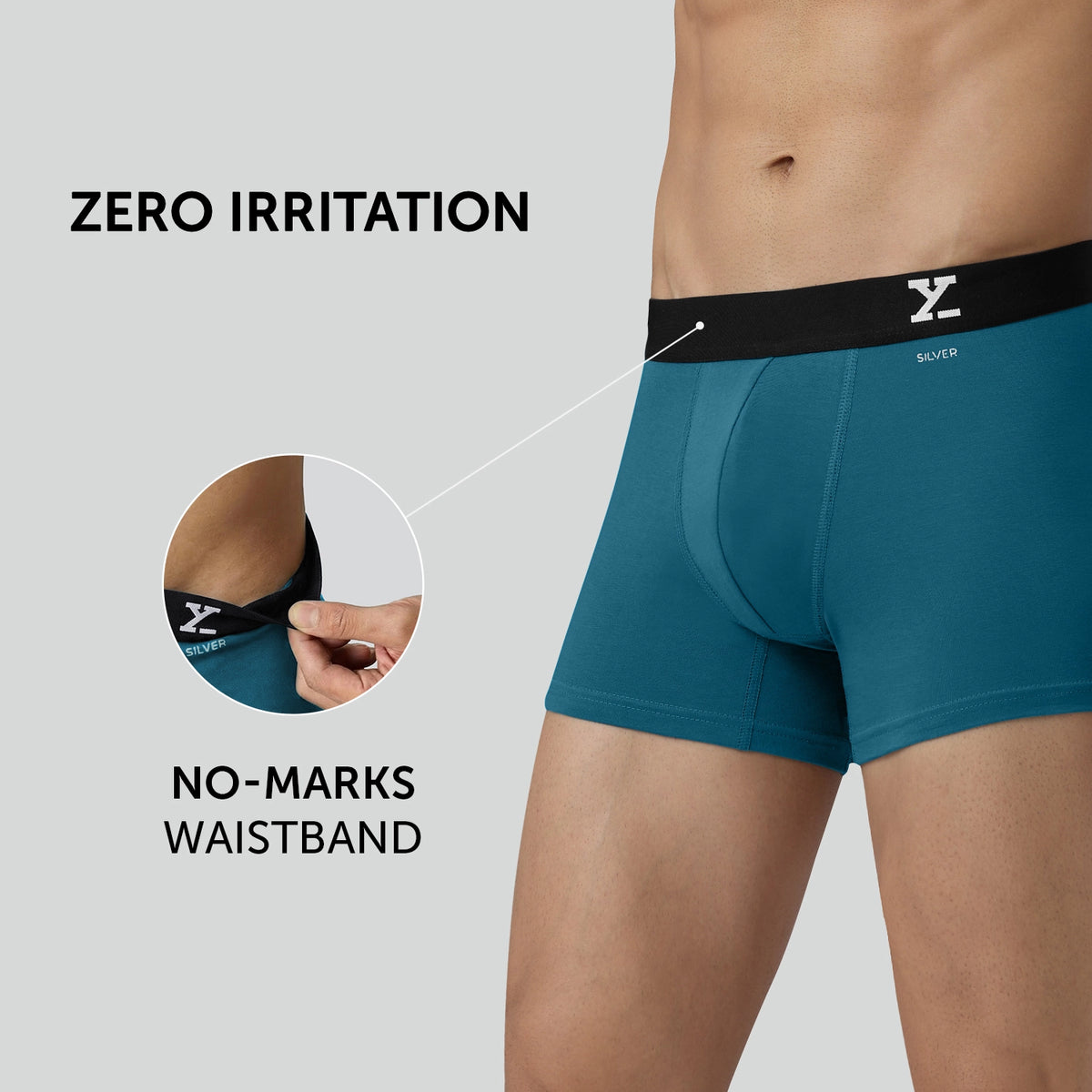 Aero Silver Cotton Trunks Green Emerald