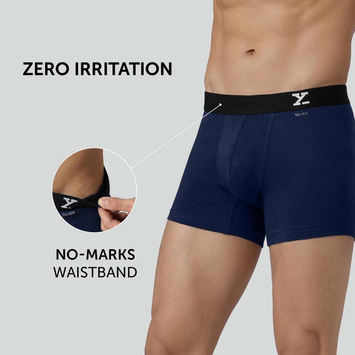 Aero Silver Cotton Trunks Midnight Blue