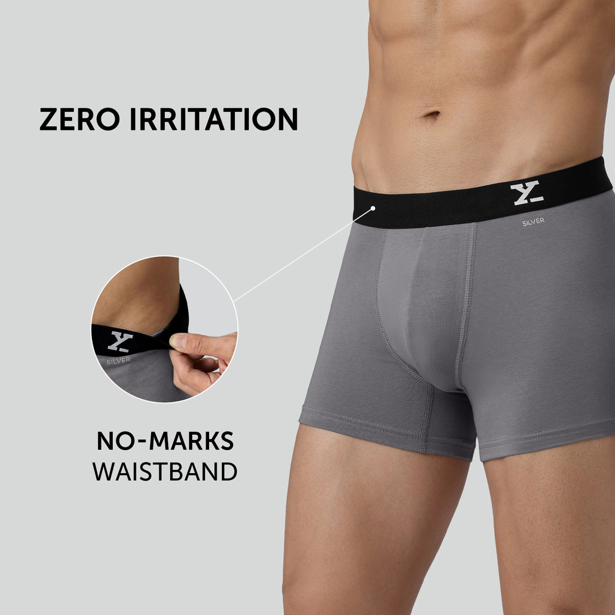 Aero Silver Cotton Trunks Ash Grey