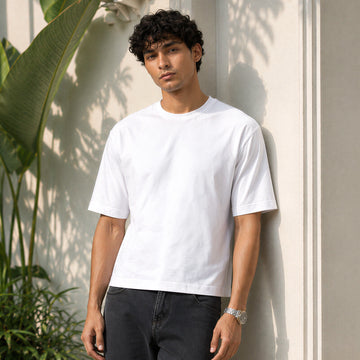 Boxy Oversized Crewneck T-shirt - Polar White