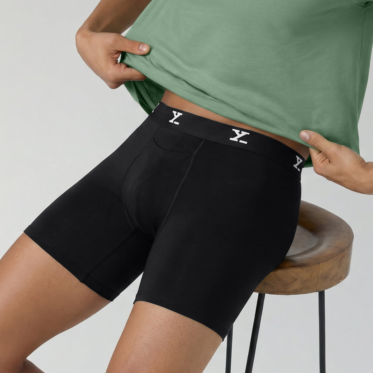 Super Combed Cotton-Modal Boxer Briefs - Black Knight