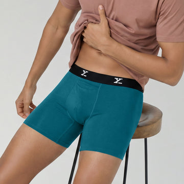 Super Combed Cotton-Modal Boxer Briefs - Aqua Blue