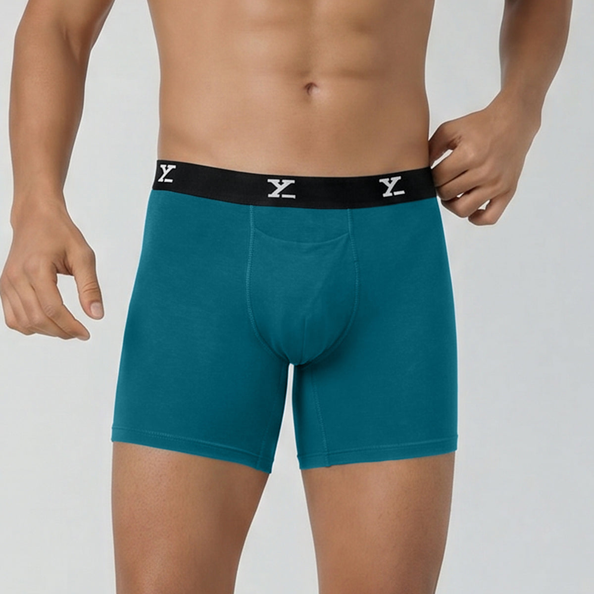 Super Combed Cotton-Modal Boxer Briefs - Aqua Blue