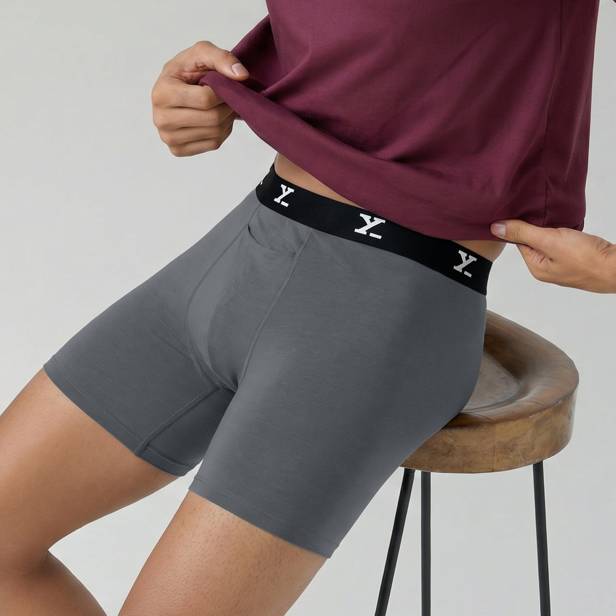 Super Combed Cotton-Modal Boxer Briefs - Charcoal Grey