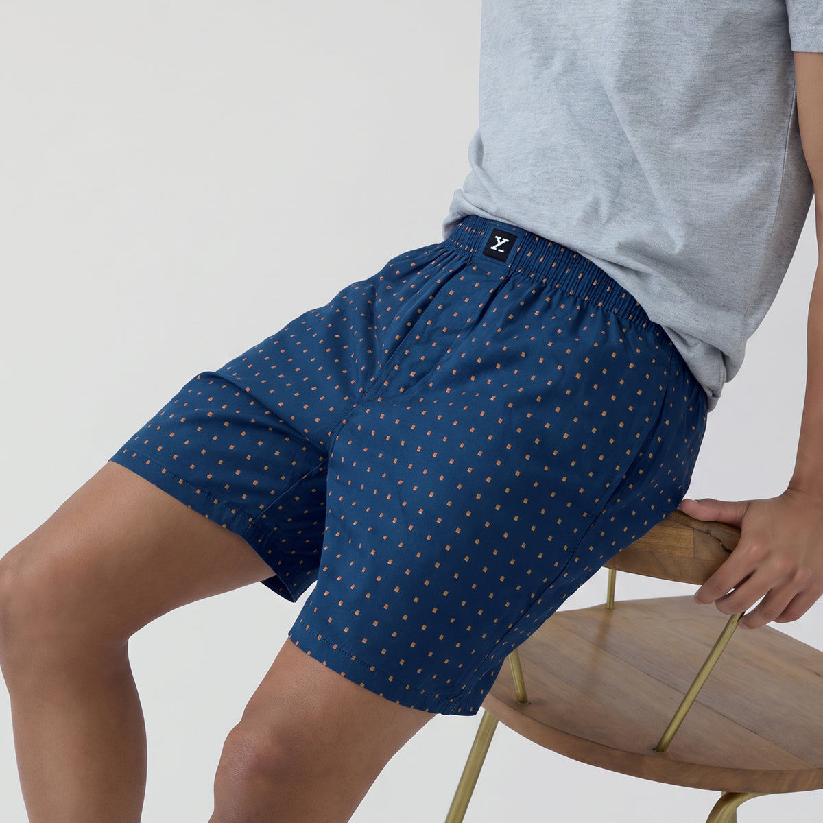 Ultra-Breathable Cotton Boxer Shorts - Blocks Blue
