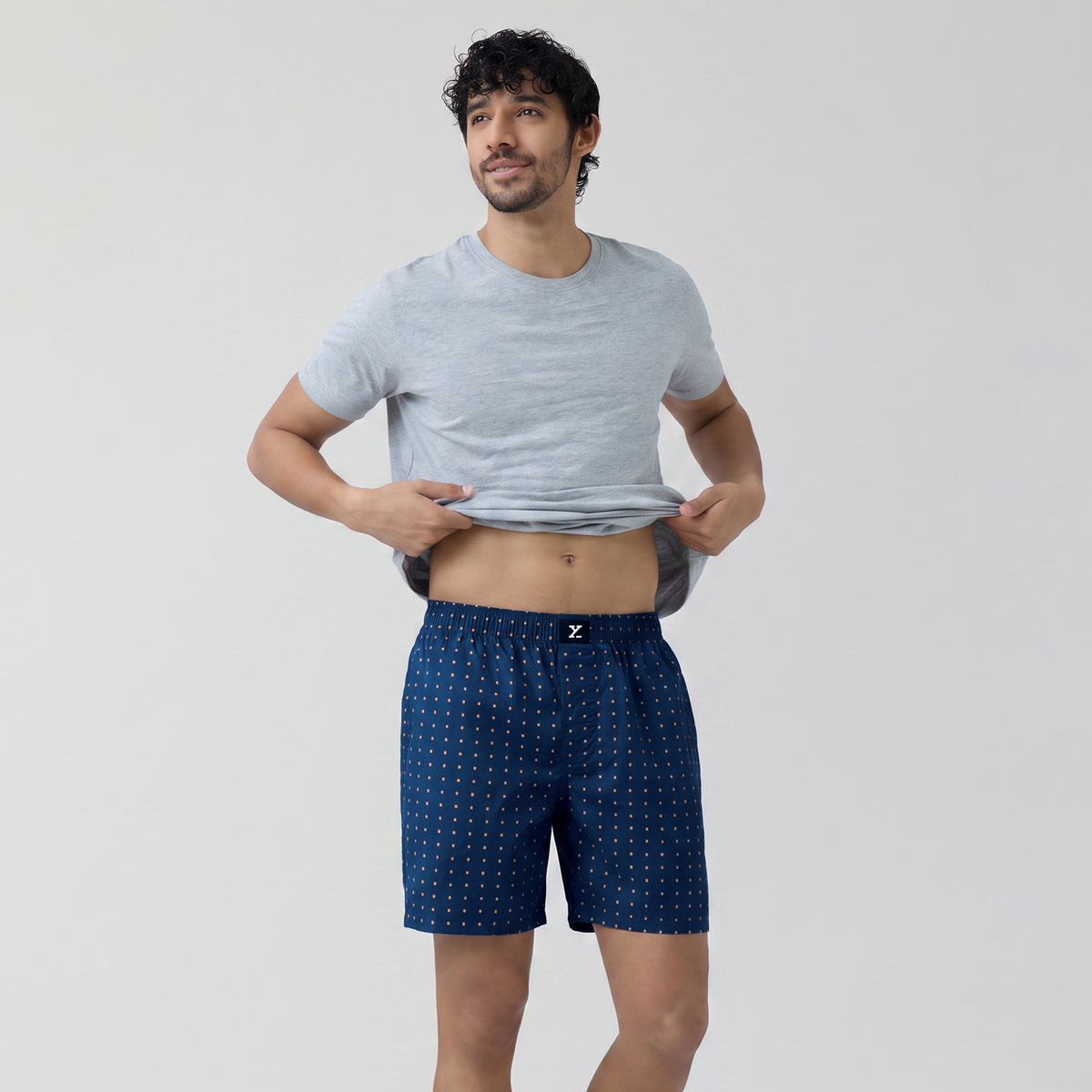 Ultra-Breathable Cotton Boxer Shorts - Blocks Blue