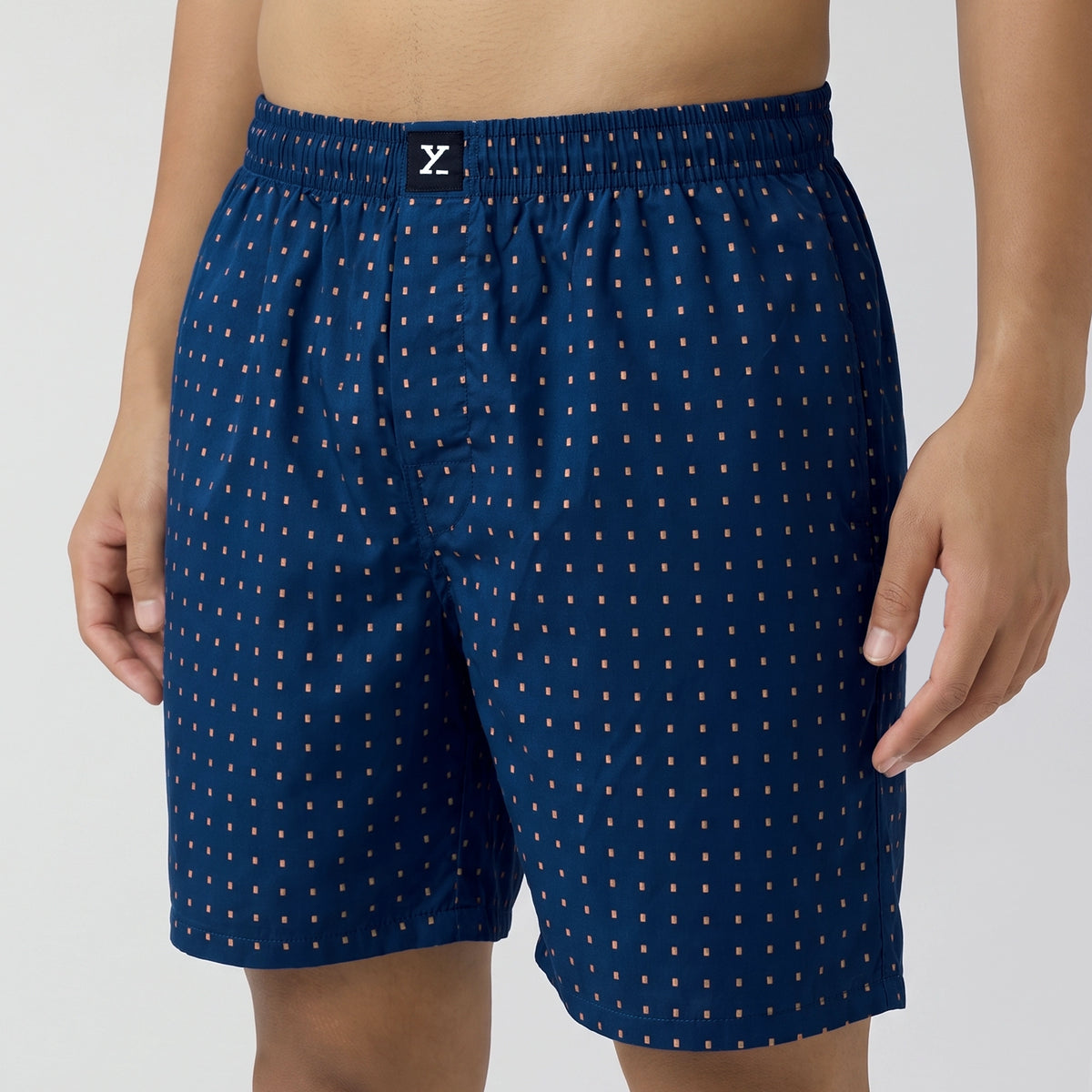 Ultra-Breathable Cotton Boxer Shorts - Blocks Blue