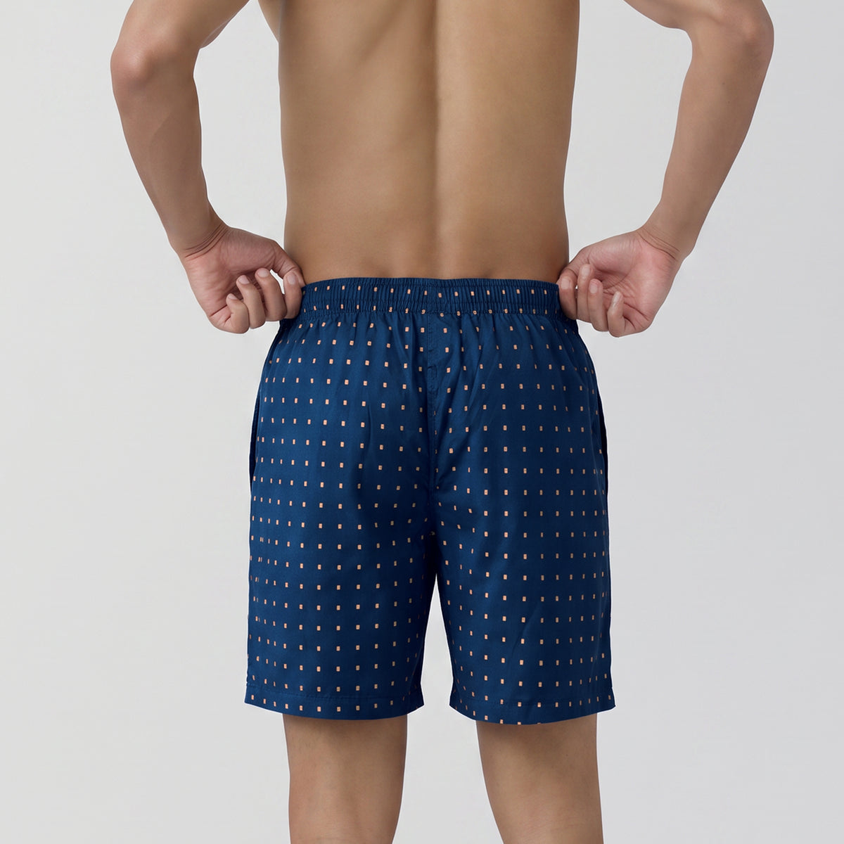 Ultra-Breathable Cotton Boxer Shorts - Blocks Blue