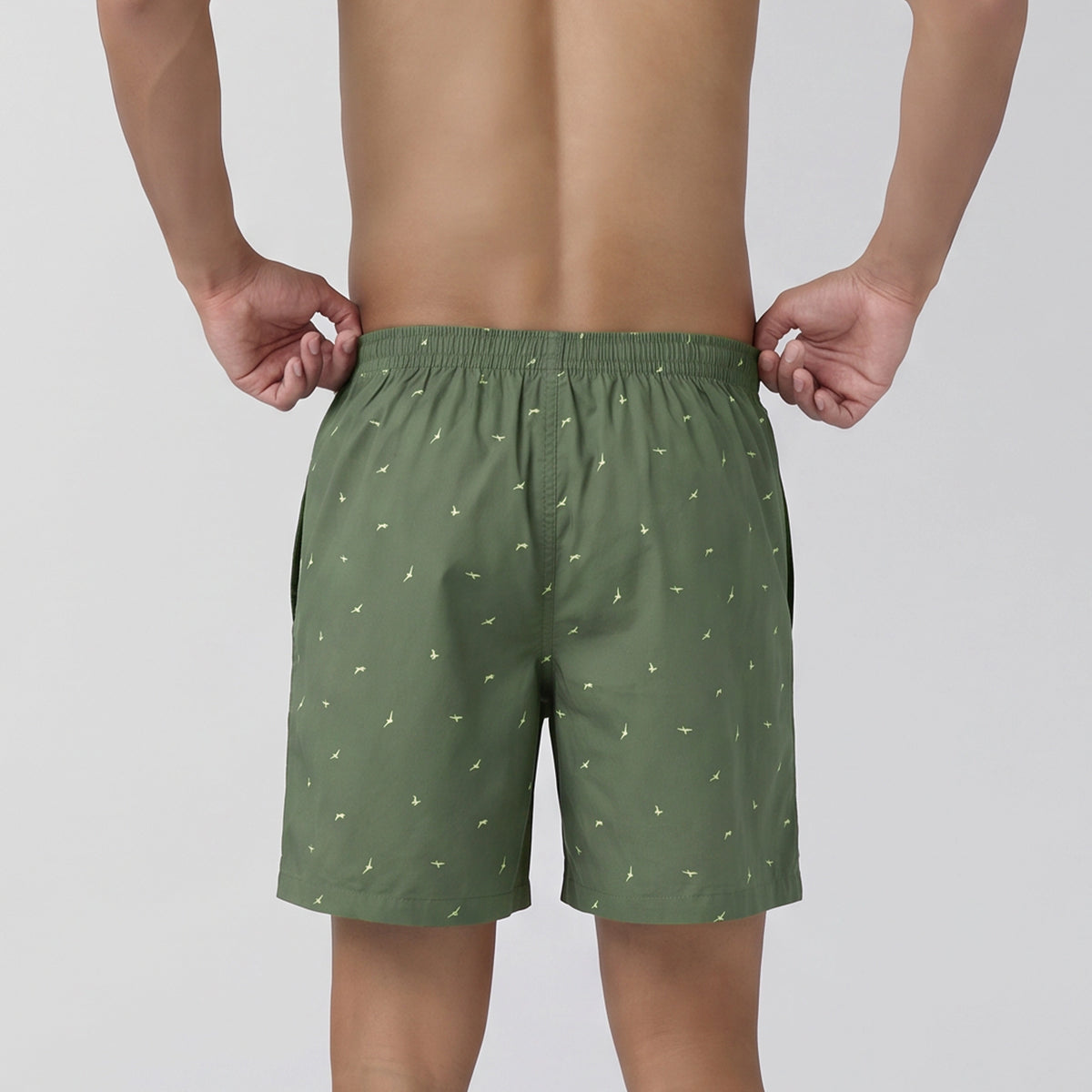 Ultra-Breathable Cotton Boxer Shorts - Wings Green
