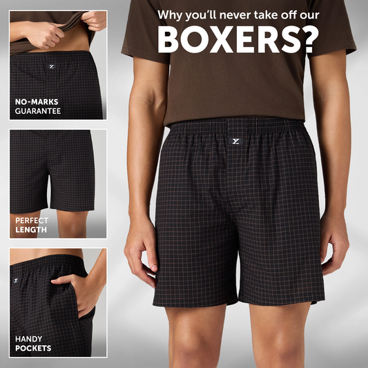 Printed Outer Boxers - Mocha Black