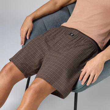 Printed Outer Boxers - Walnut Brown