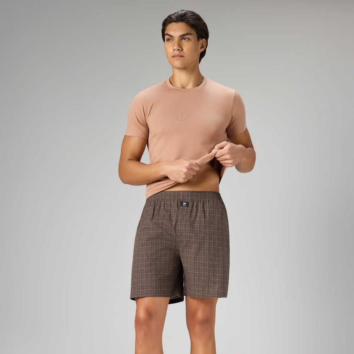 Printed Outer Boxers - Walnut Brown