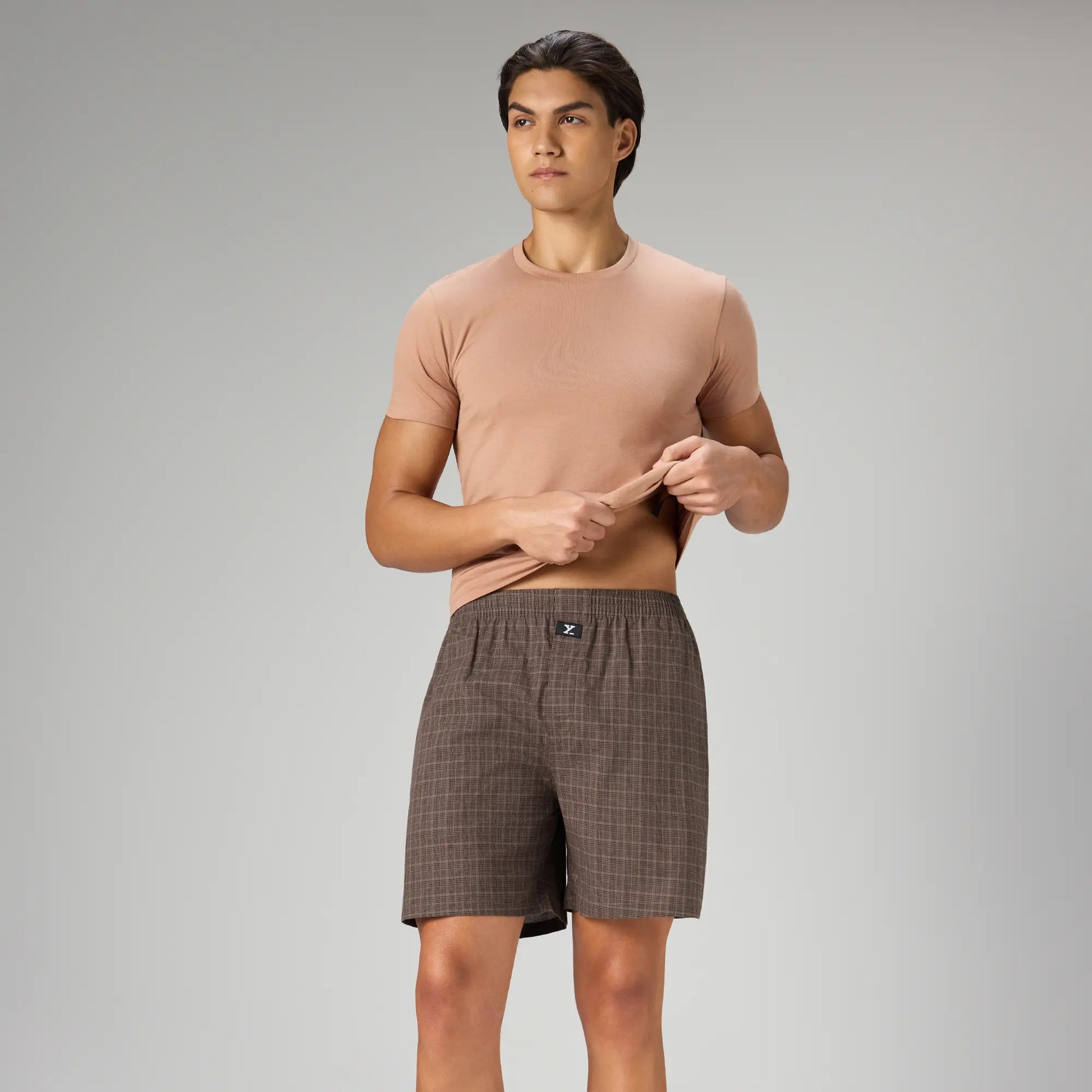 Printed Outer Boxers - Walnut Brown