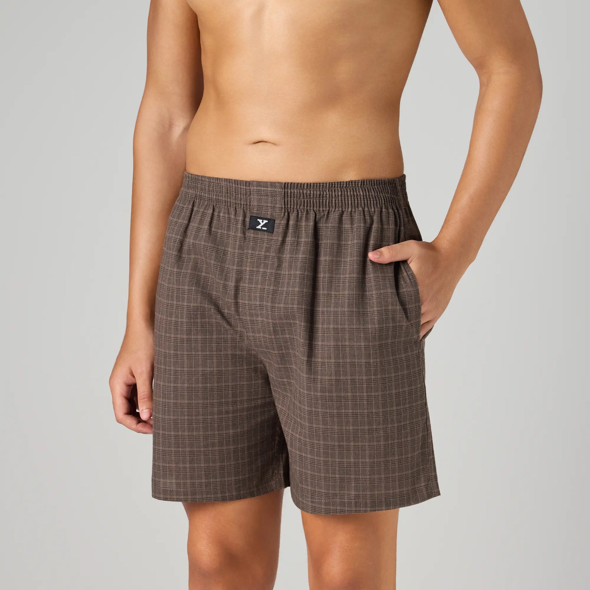 Printed Outer Boxers - Walnut Brown