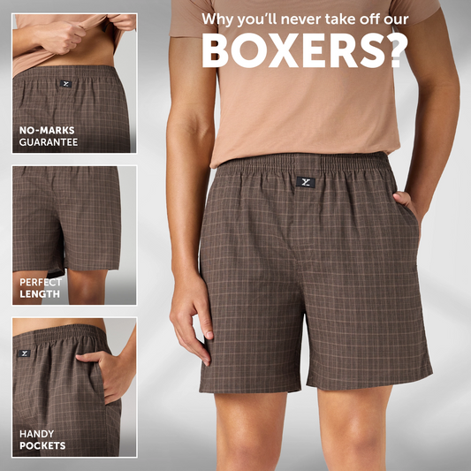 Printed Outer Boxers - Walnut Brown