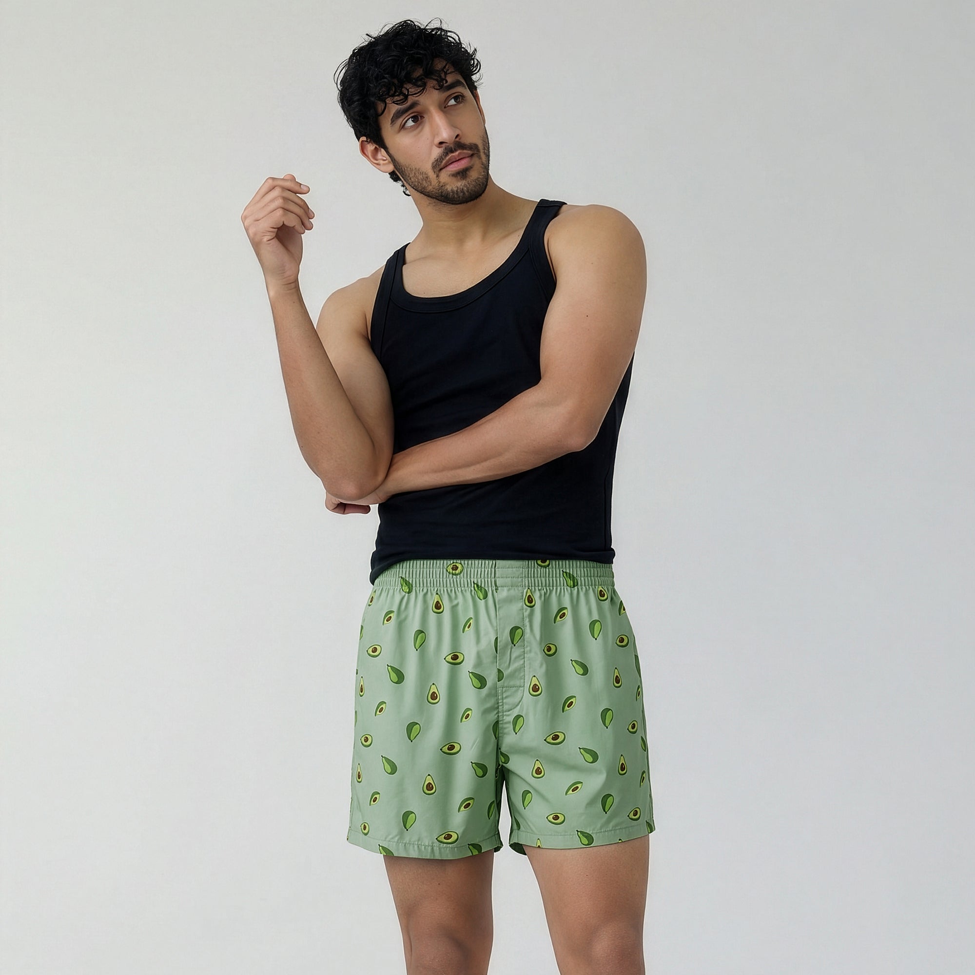 Printed Inner Boxers - Avocado Green