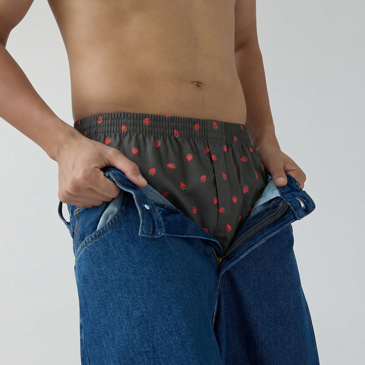 Printed Inner Boxers - Strawberry Grey