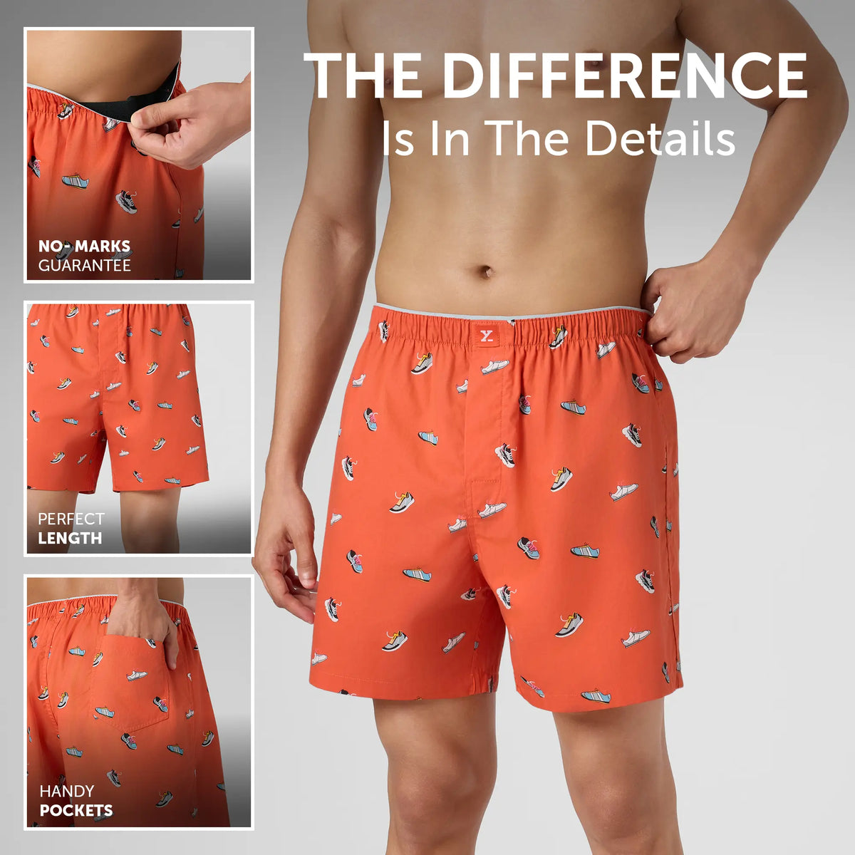 Printed Inner Boxers - Orange Zest