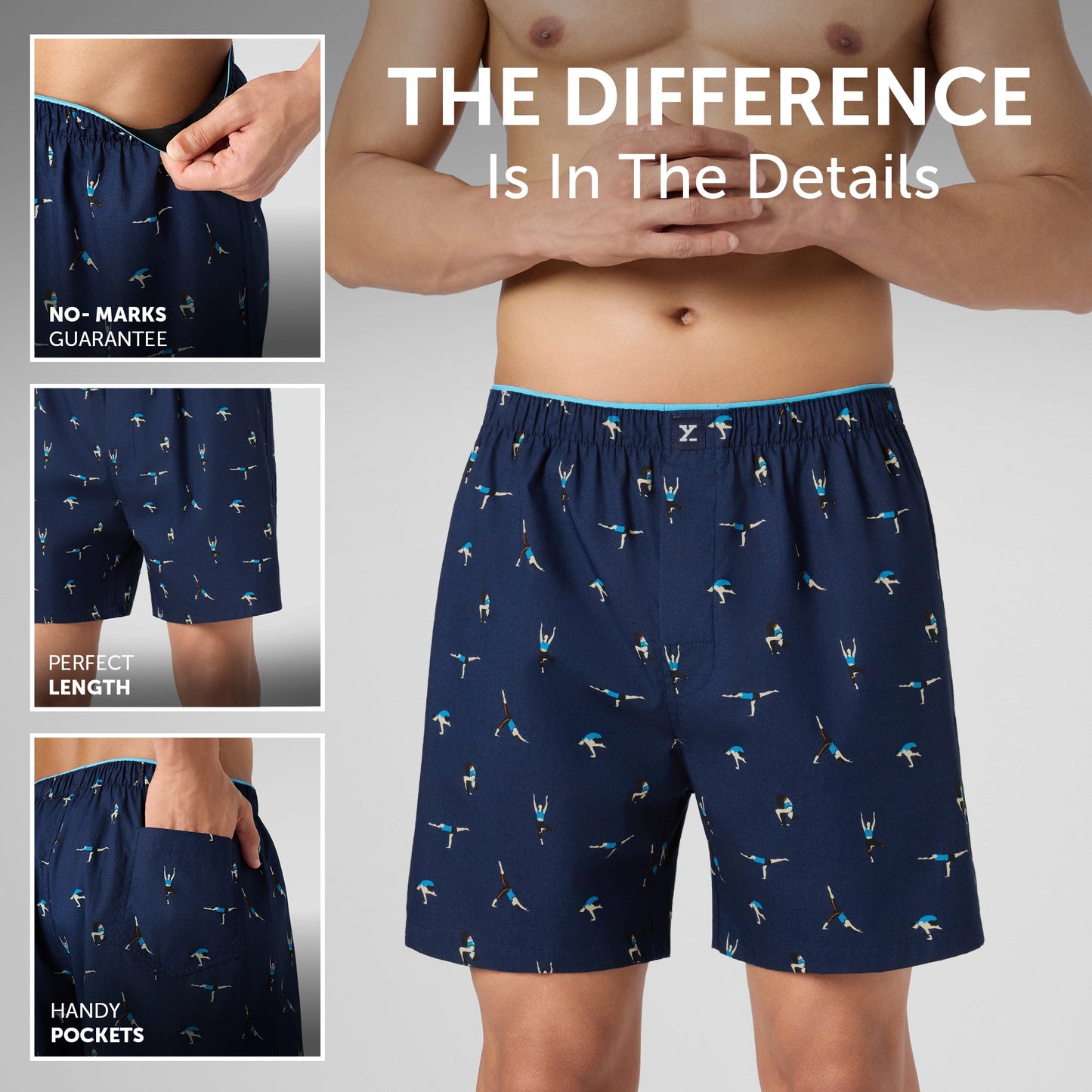 Printed Inner Boxers - Midnight Blue