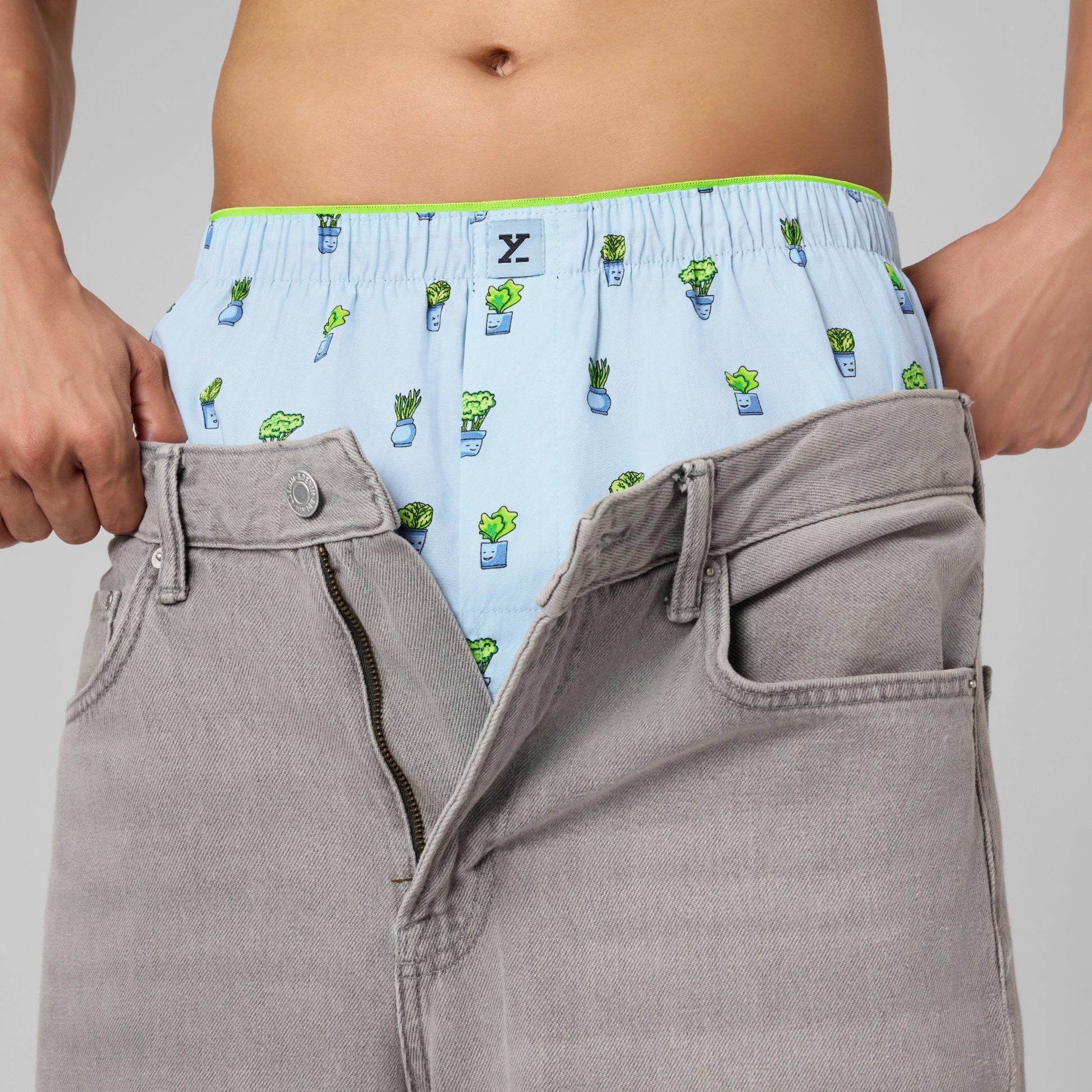 Printed Inner Boxers - Ice Blue
