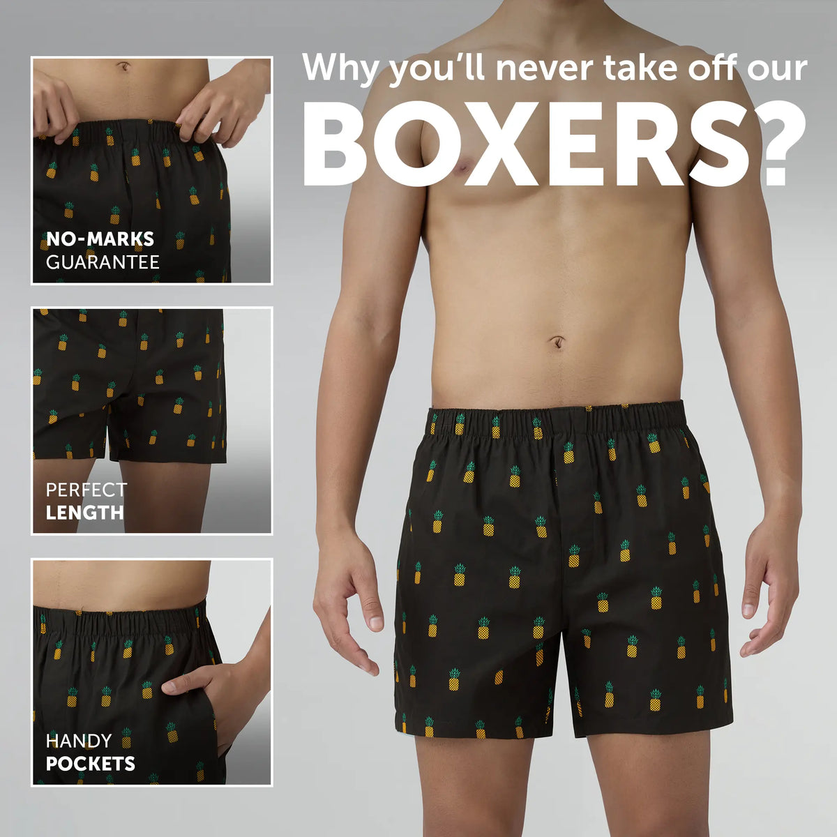 Remix Cotton Boxers Pineapple Black - XYXX Crew