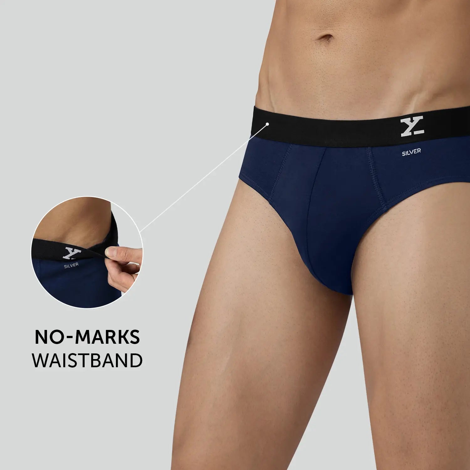 Aero Silver Cotton Briefs Midnight Blue