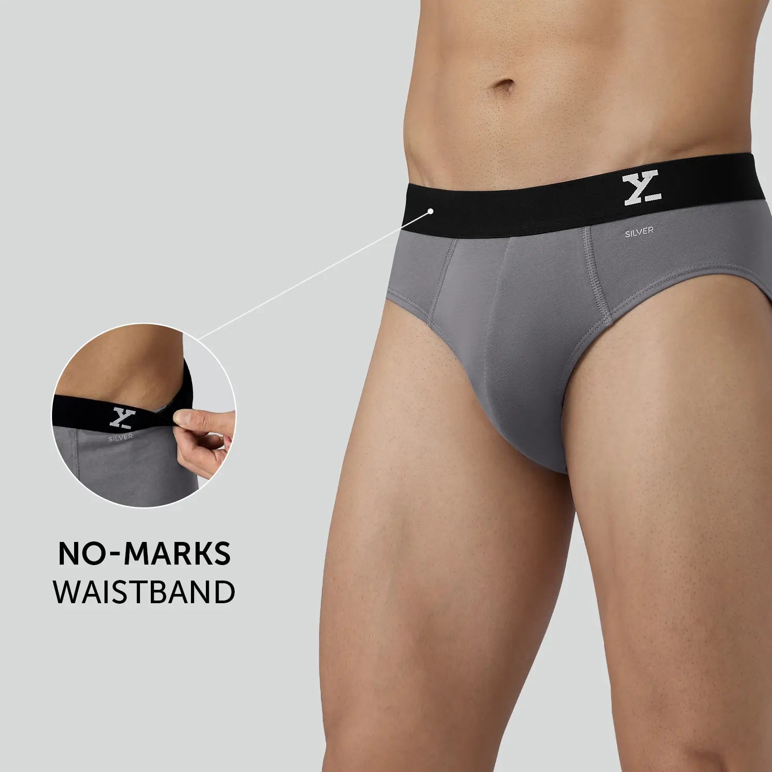Aero Silver Cotton Briefs Ash Grey