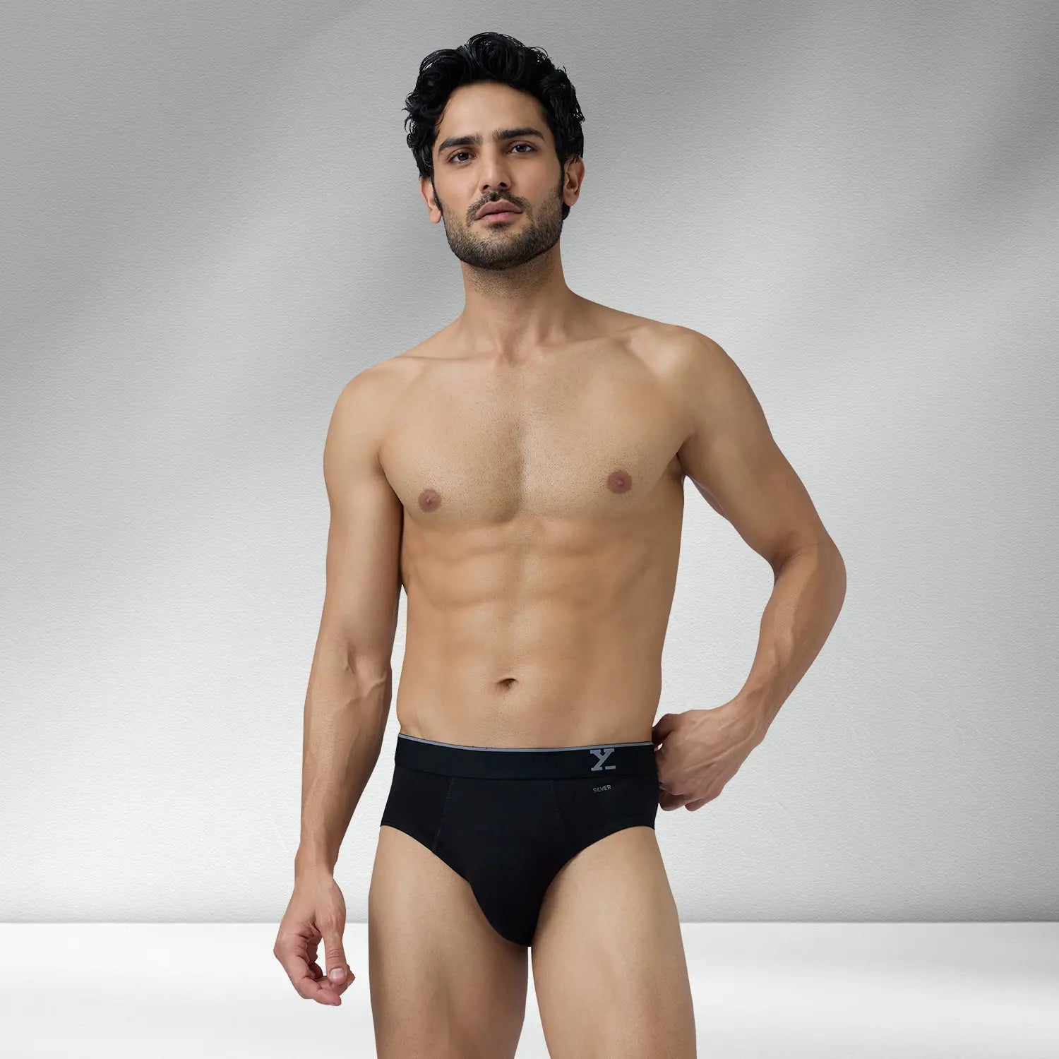 Traq Silver Cotton Briefs Black Knight