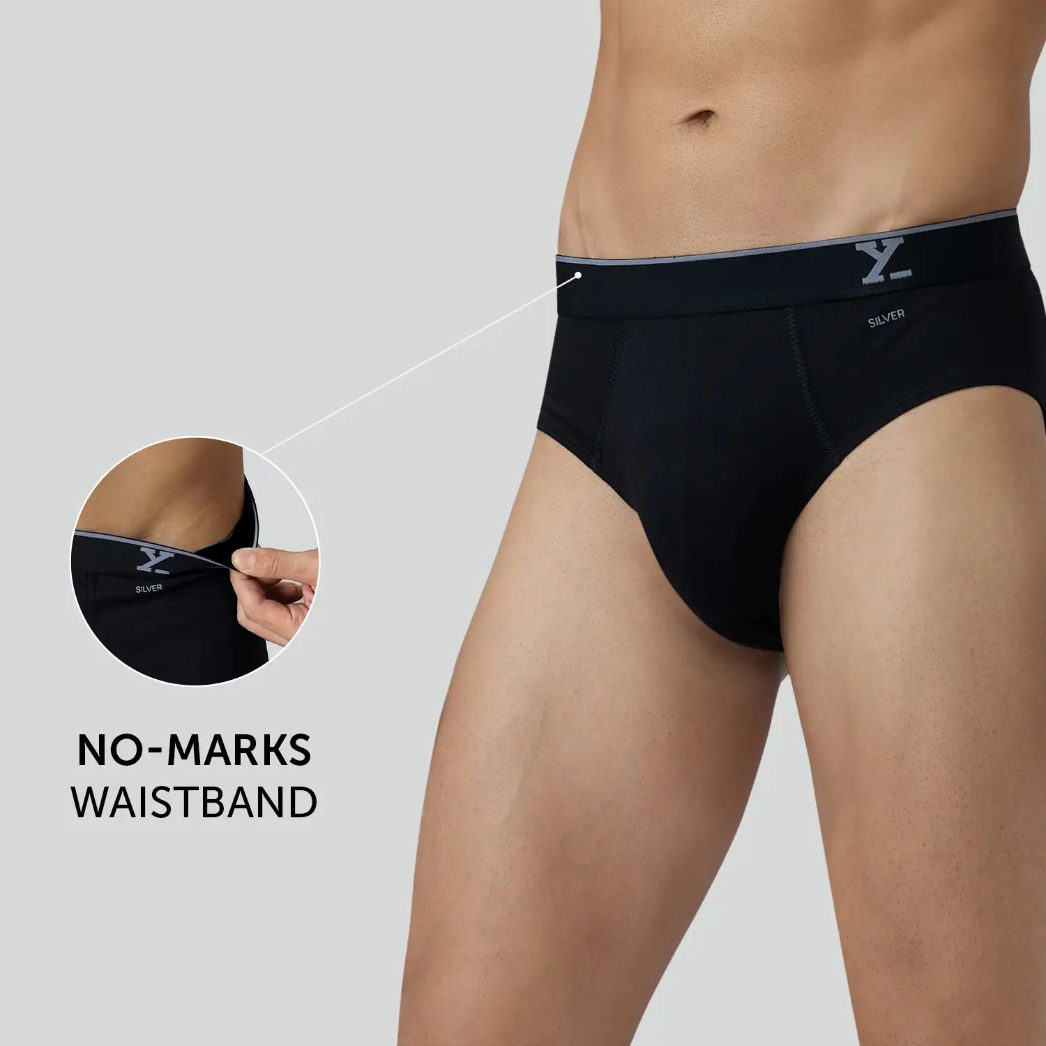 Traq Silver Cotton Briefs Black Knight