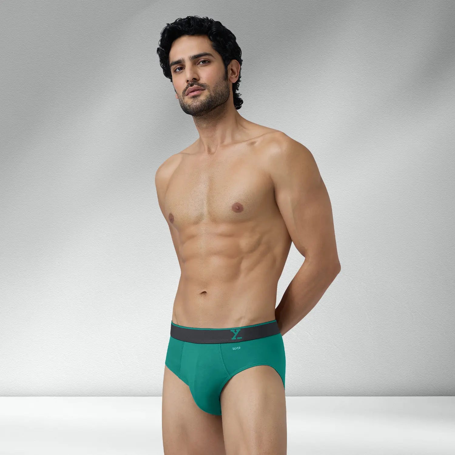 Traq Silver Cotton Briefs Aqua Green