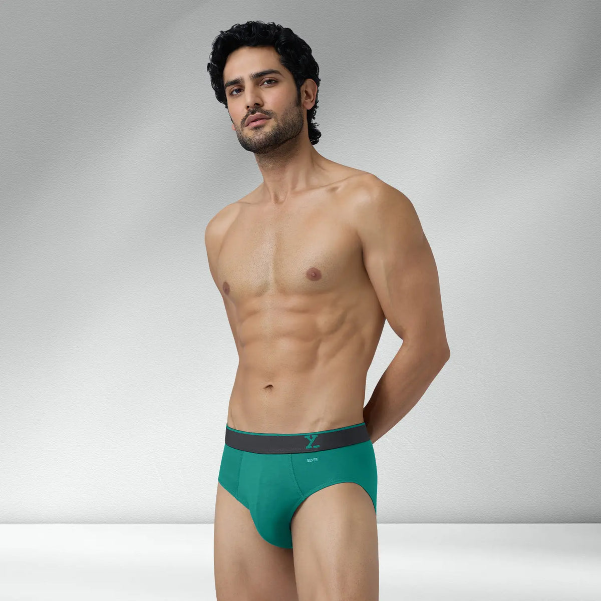 Traq Silver Cotton Briefs Aqua Green