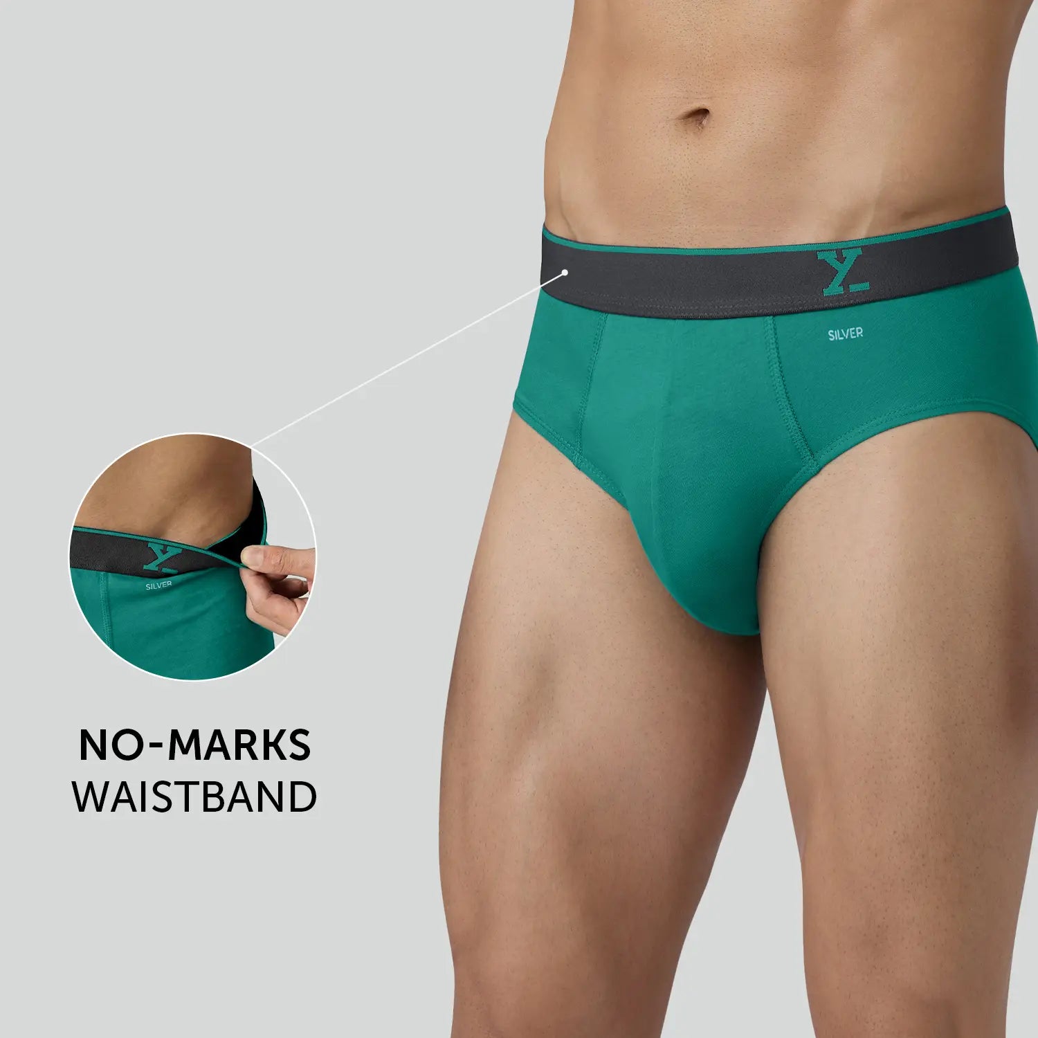 Traq Silver Cotton Briefs Aqua Green