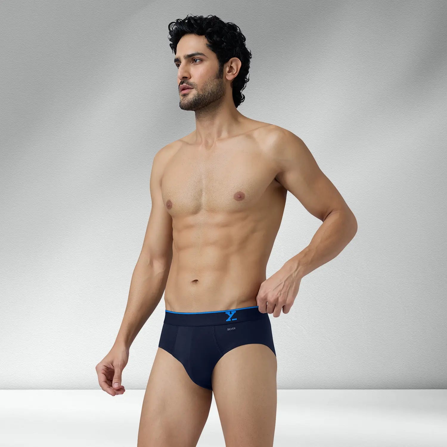 Traq Silver Cotton Briefs Midnight Blue