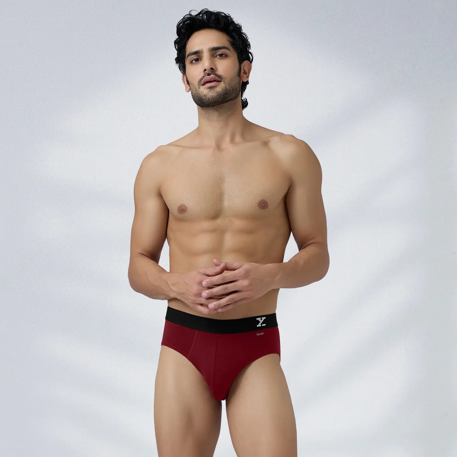 Aero Silver Cotton Briefs Bold Burgundy