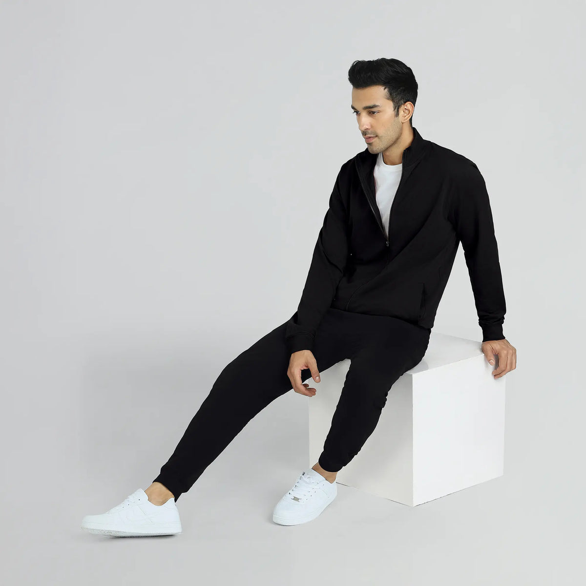 Cruze French Terry Cotton Zip Ups Pitch Black - XYXX Crew