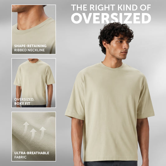 Boxy Oversized Crewneck T-shirt - Cascade Grey