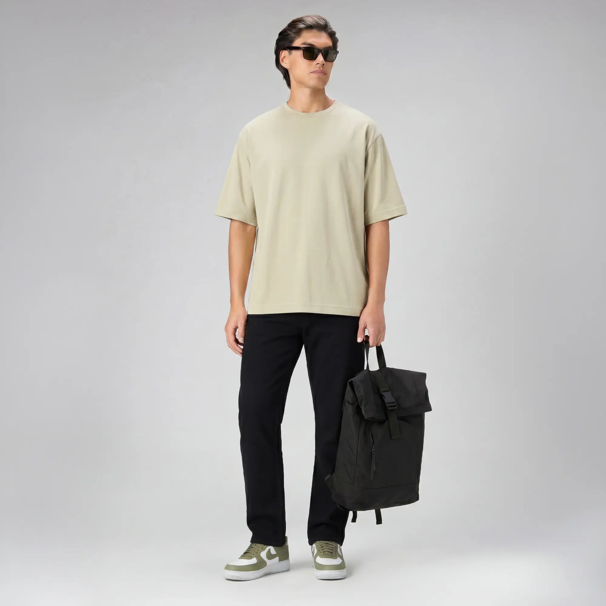 Boxy Oversized Crewneck T-shirt - Cascade Grey