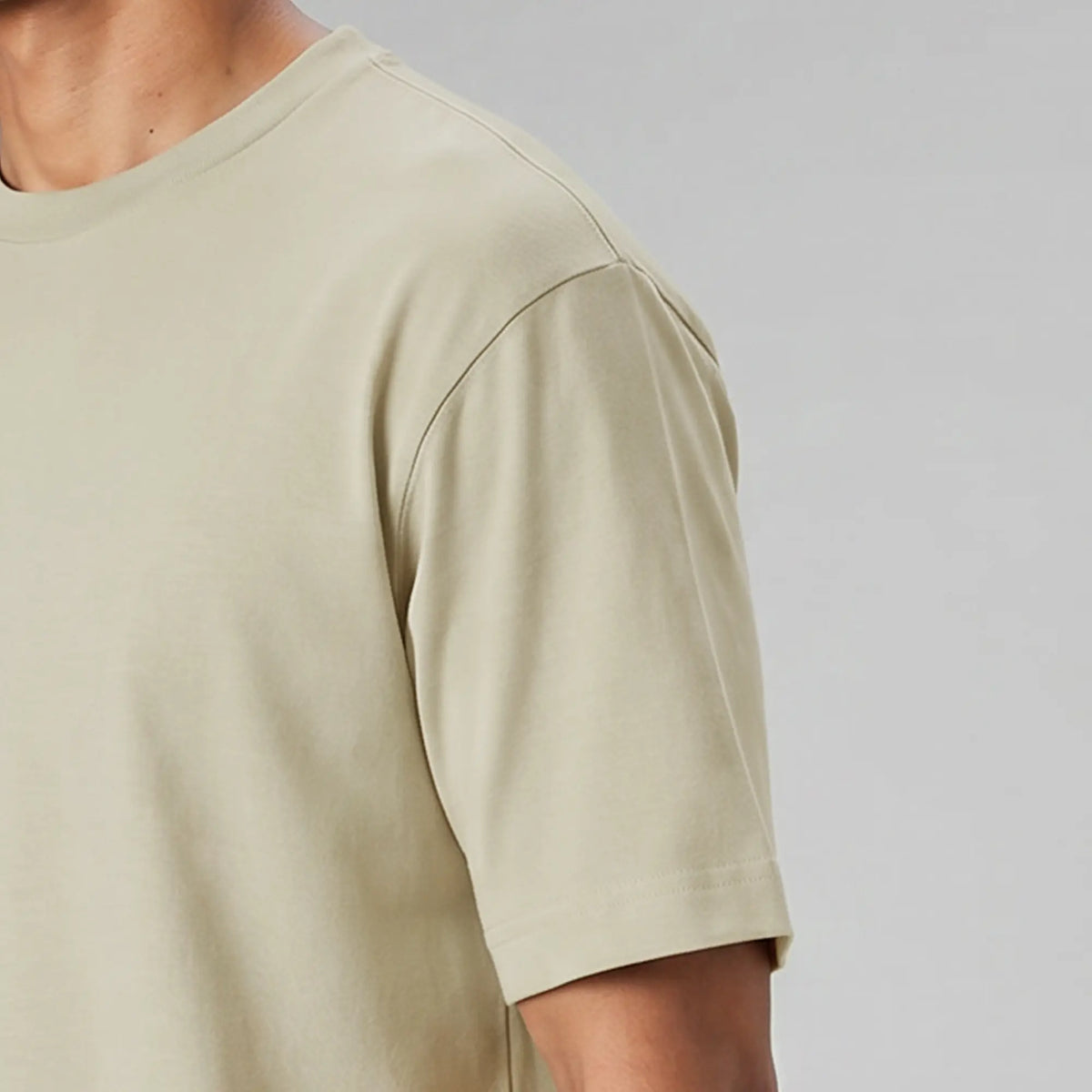 Boxy Oversized Crewneck T-shirt - Cascade Grey