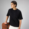 Boxy Oversized Crewneck T-shirt - Pitch Black